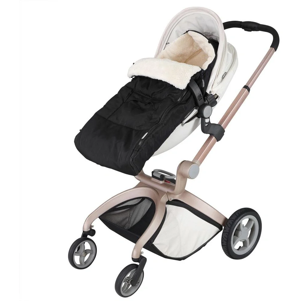 BabyGaga Kinderwagen-Fußsack Schwarz | Teddy | Maxi-Cosi | mit Aufbewahrungstasche - 5