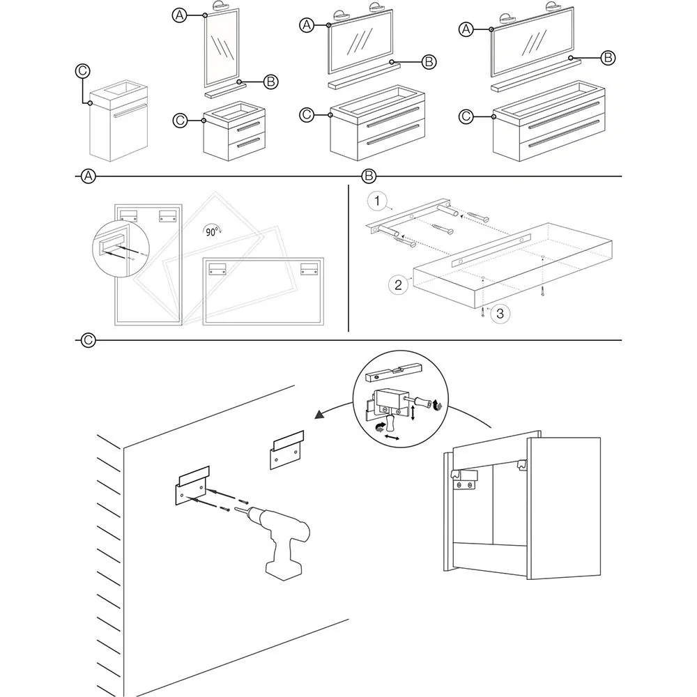 Badezimmermöbel Force 125 cm - Weiss - 5