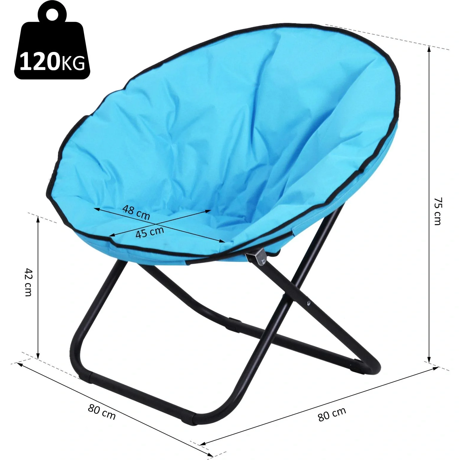 Klappstuhl Klappsessel Campingstuhl Gartenstuhl Blau 80 x 80 x 75 cm - 7