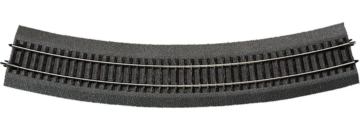 6 Stück Gebogenes Gleis R6 mit Bettung, Radius 604,4 mm, Bogenwinkel 30° - 1