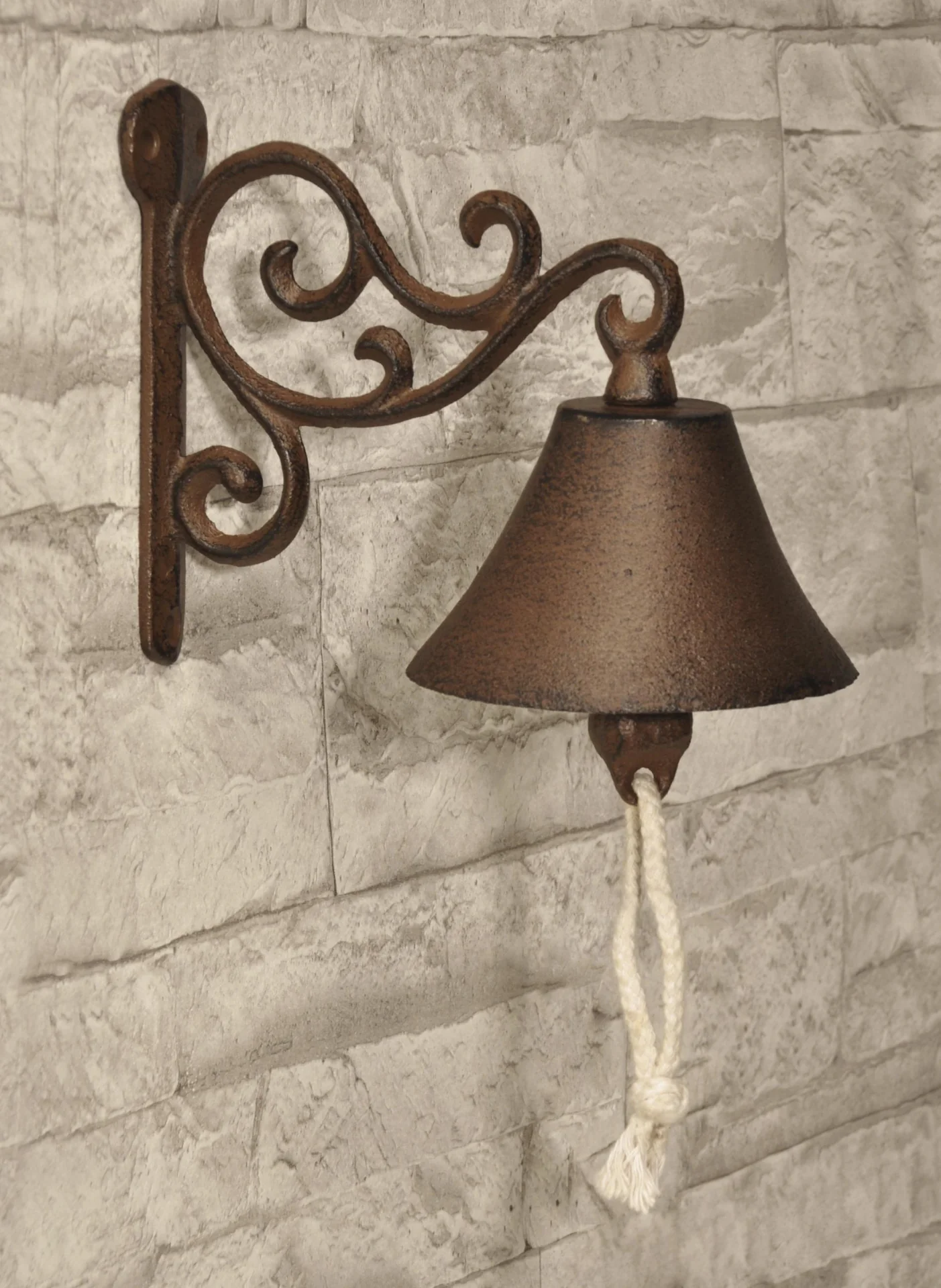 Türglocke, Gusseisen, mit Wandhalterung - 2