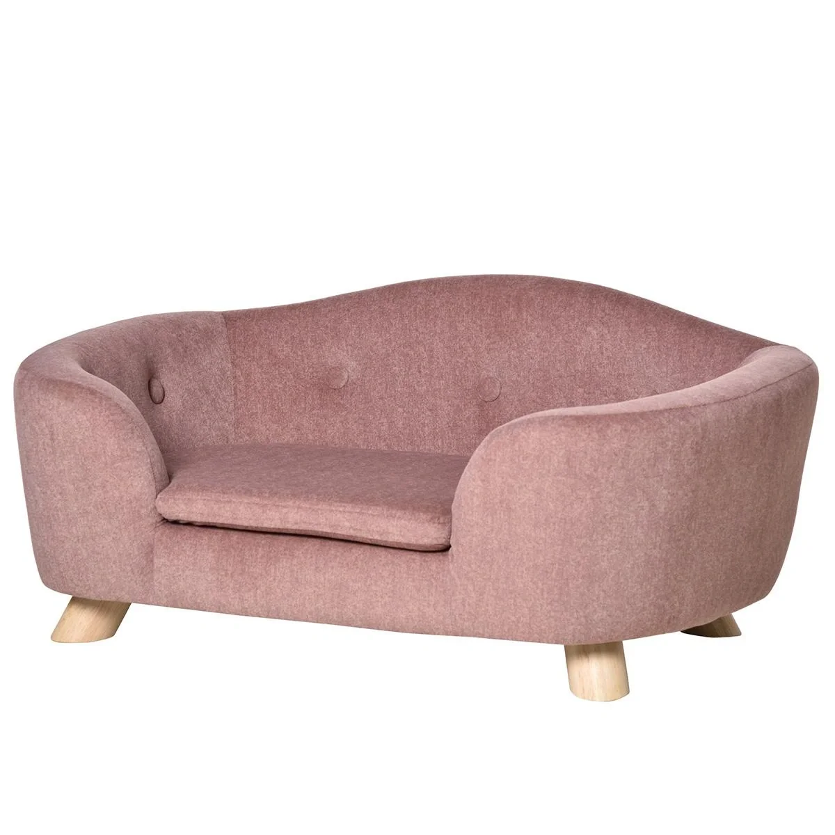 Haustiersofa Hundematte Hundebett Hundesofa Hundecouch Katzen Sofa mit Kissen Rückentasche Plüsch Schaumstoff Kiefernhol - 1