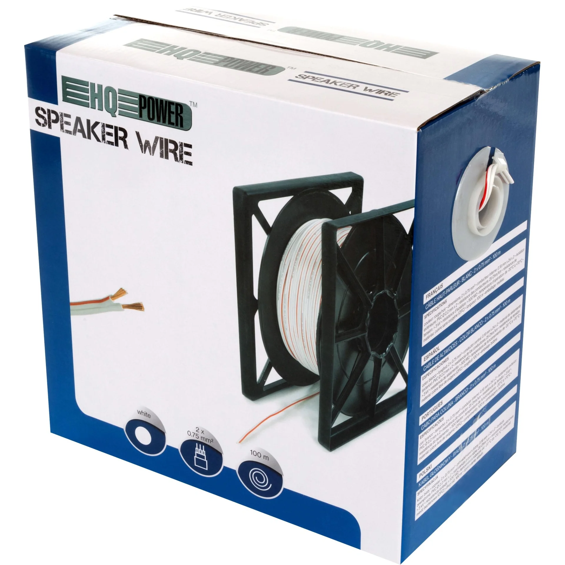 lautsprecherkabel - weiß - 2 x 0.75 mm² - 100 m - 3
