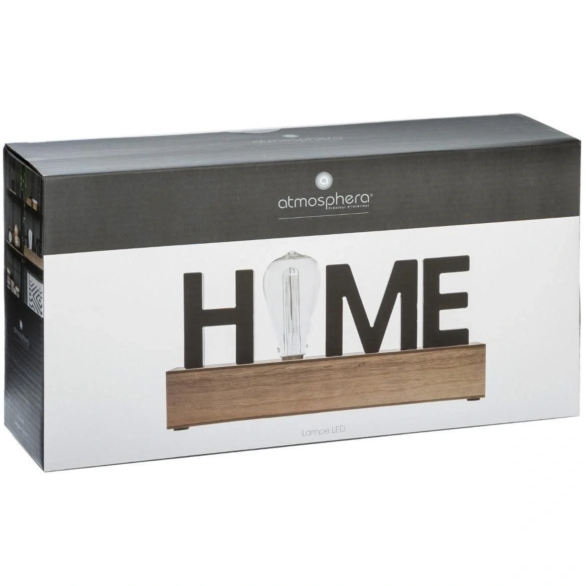 Lampe mit HOME Text - 34 cm - Holz - 2