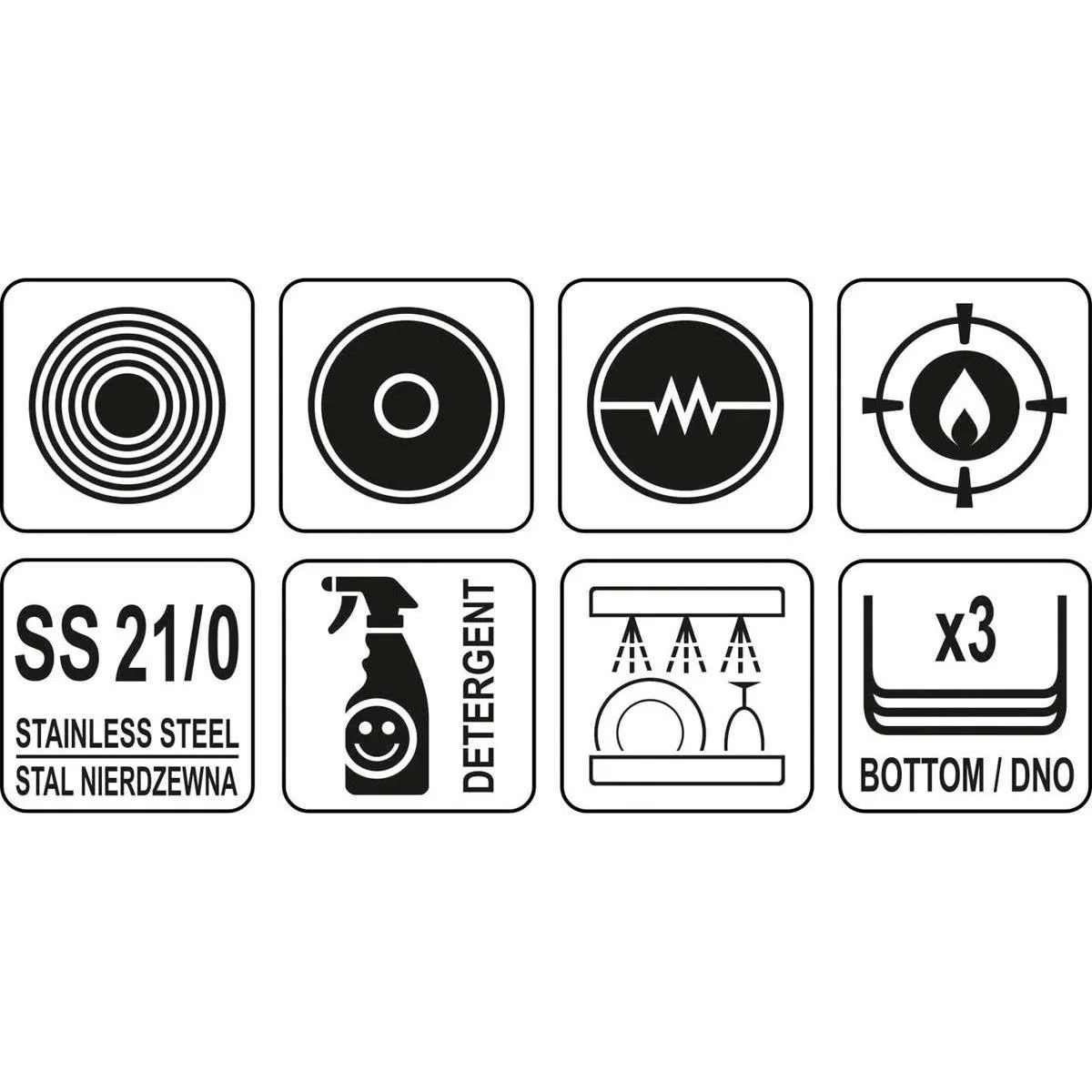 NL Bratpfanne aus Edelstahl - Ø20 cm - 1,3L - für jeden Herd - 5