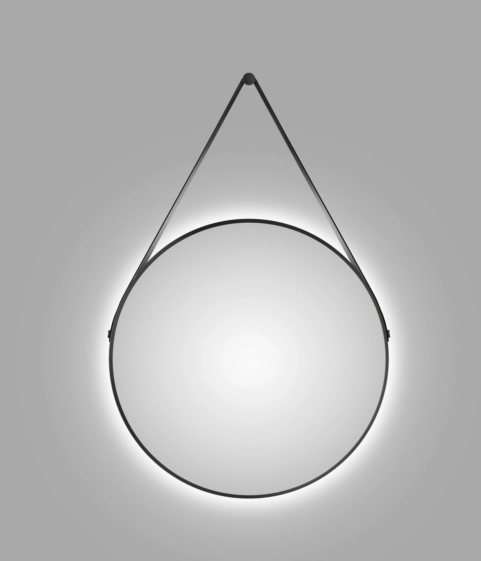 Dekorativer runder Wandspiegel mit indirekter LED Beleuchtung in schwarz matt Ø 80 cm - 6