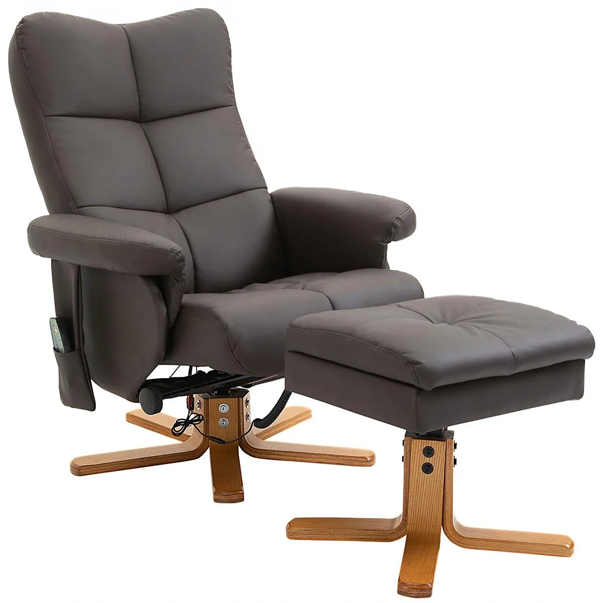 Massagesessel mit Fußhocker | Relaxsessel | Braun| 80 x 86 x 99 cm - 4
