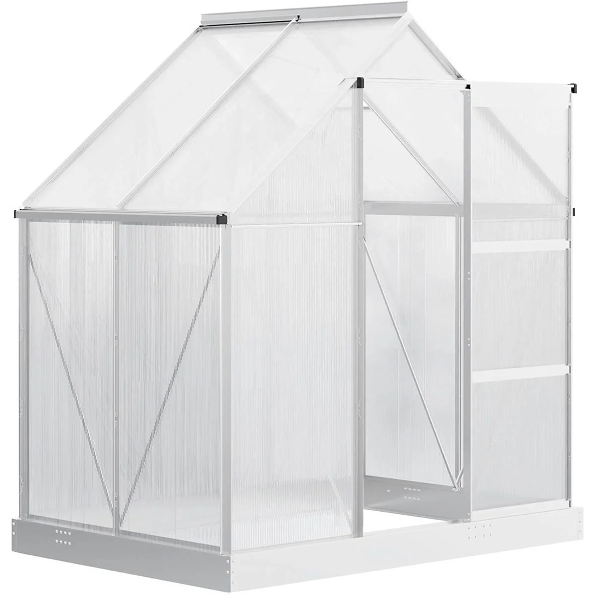 Aluminium Gewächshaus Gartenhaus mit Fenster Tür 193 x 126 x 205 cm 2,5 Pflanzenhaus inkl. Fundament Treibhaus Tomatenh - 5