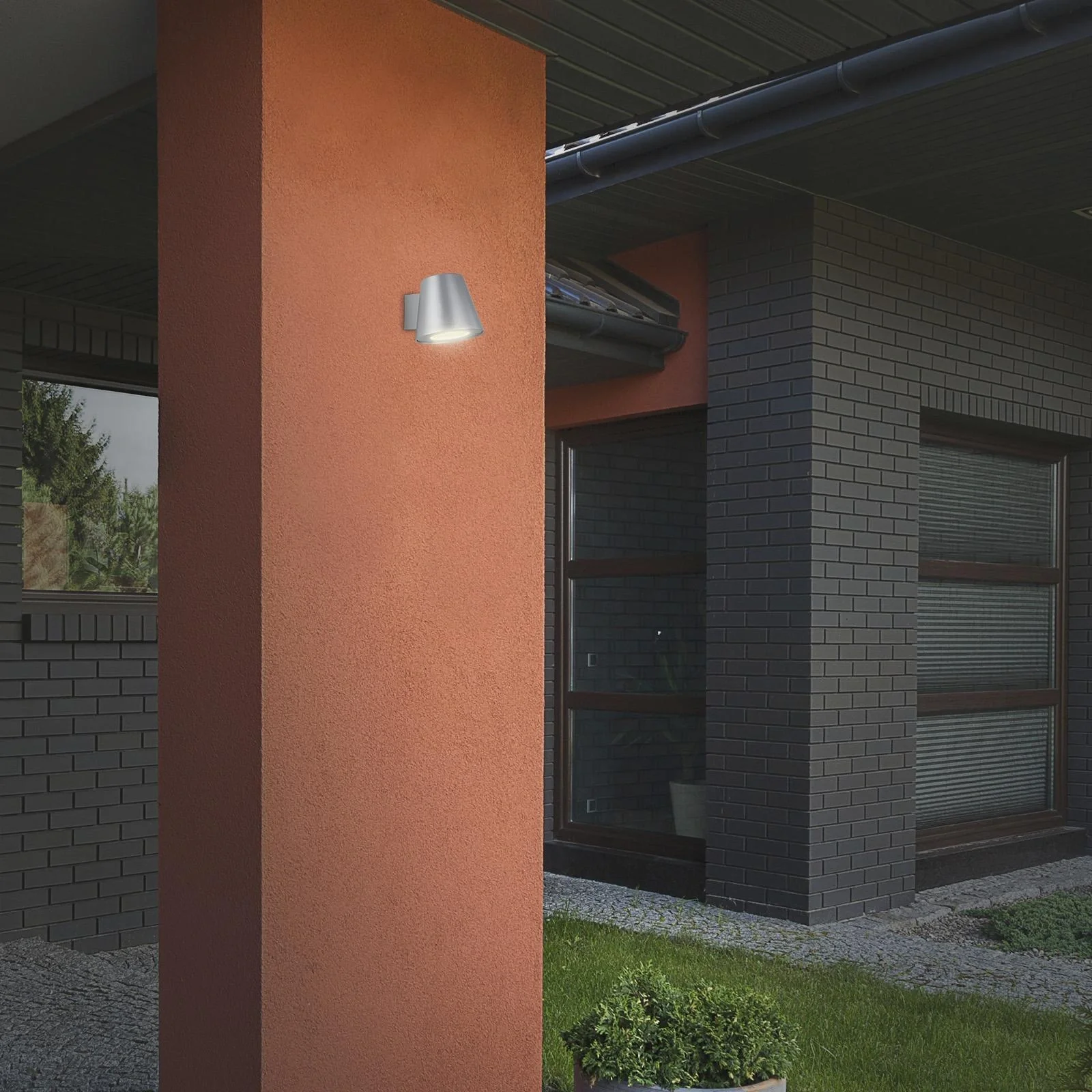 LED Außenleuchte, 1-flammig, IP44, GU10 Fassung, Metall-Glas, silberfarbig, 4,9 Watt, 460 lm, 4.000 K - 2