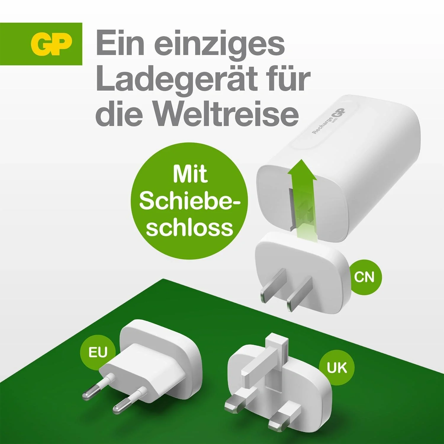 USB Schnellladeadapter mit 1 x USB-A und 2 x USB-C Anschluss inkl. Welt-Reiseadapter und USB-C Ladekabel, max. 65 Watt - 12