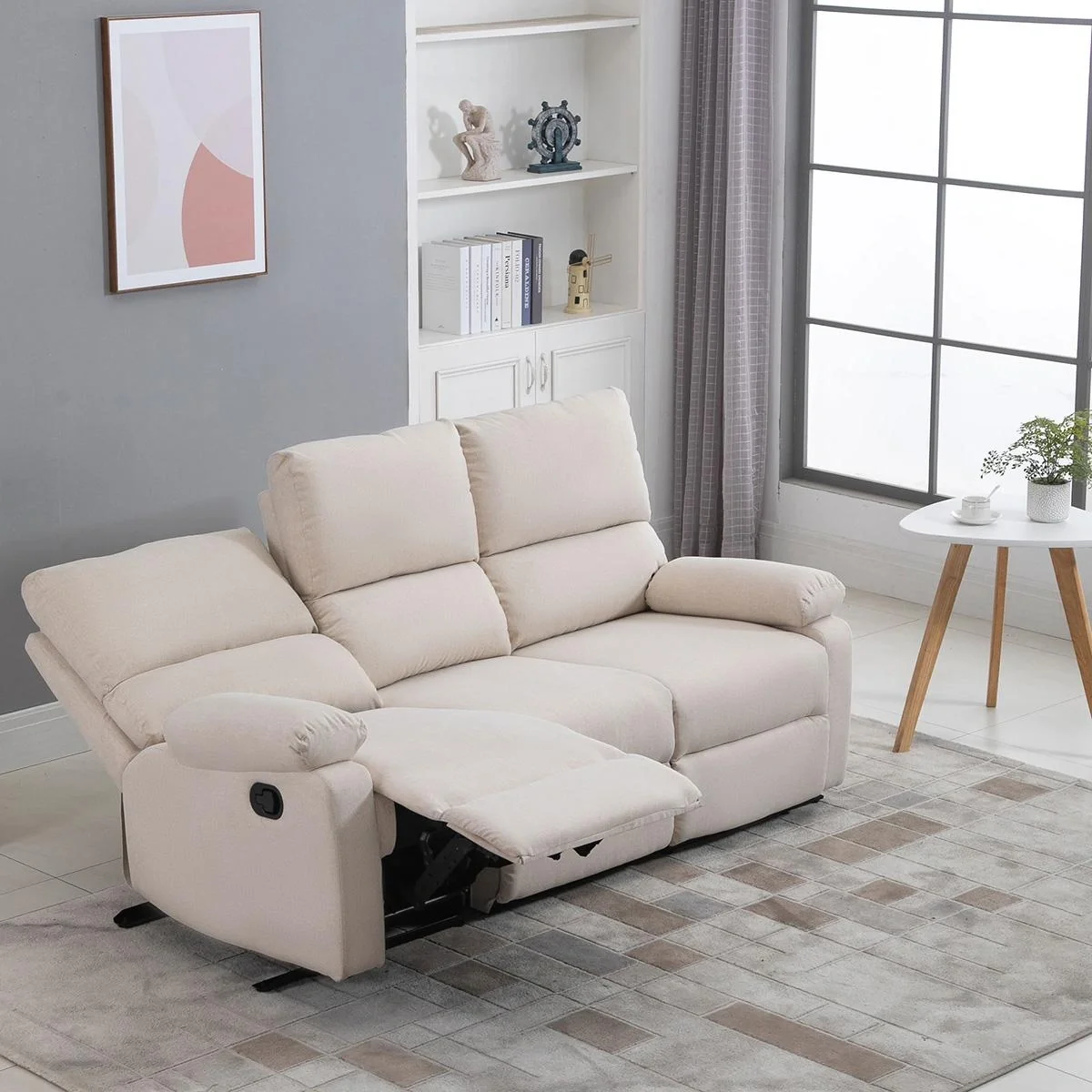 Liegesofa Relaxsessel Liegesessel TV Sessel Einzelsofa 150° neigbar Fernsehsessel Leinen 187 x 92 x 97 cm - 3
