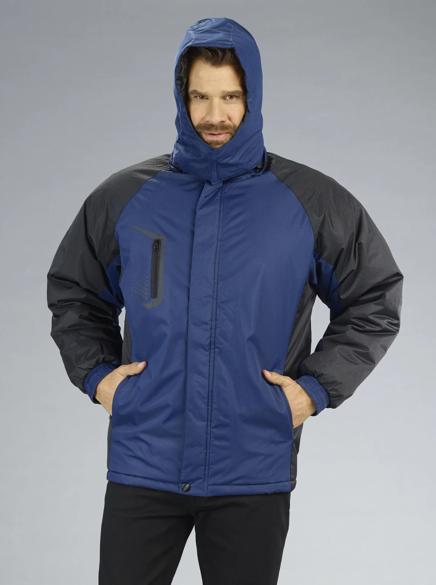 Jacke mit Kapuze, Farbe marine/schwarz, Gr.M - 4