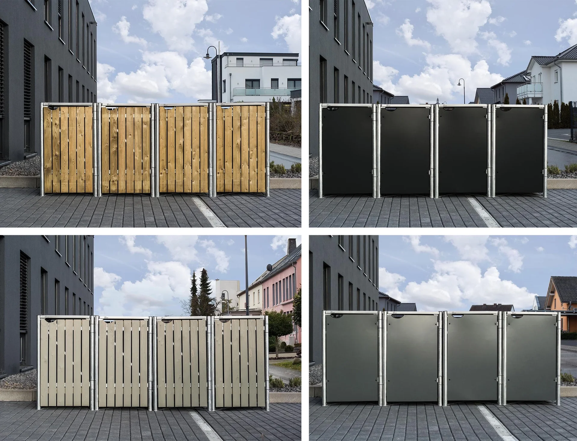 Mülltonnenbox 240 Liter, Schwarz, 4-fach - 5