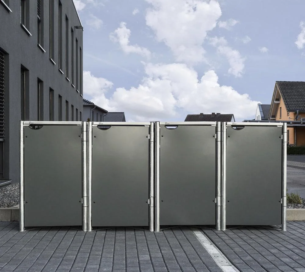 Mülltonnenbox 240 Liter, Grau, 4-fach - 5