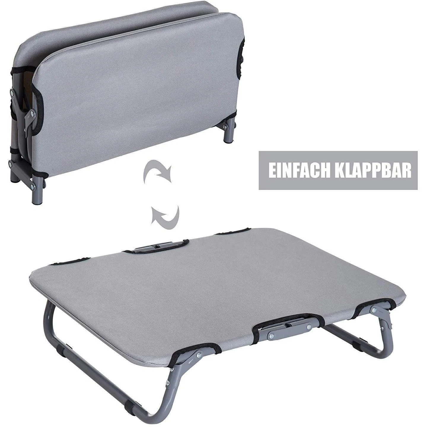 Hundeliege Hundebett Katzenbett Schlafplatz faltbar grau L59 x B46 x H15 cm - 6