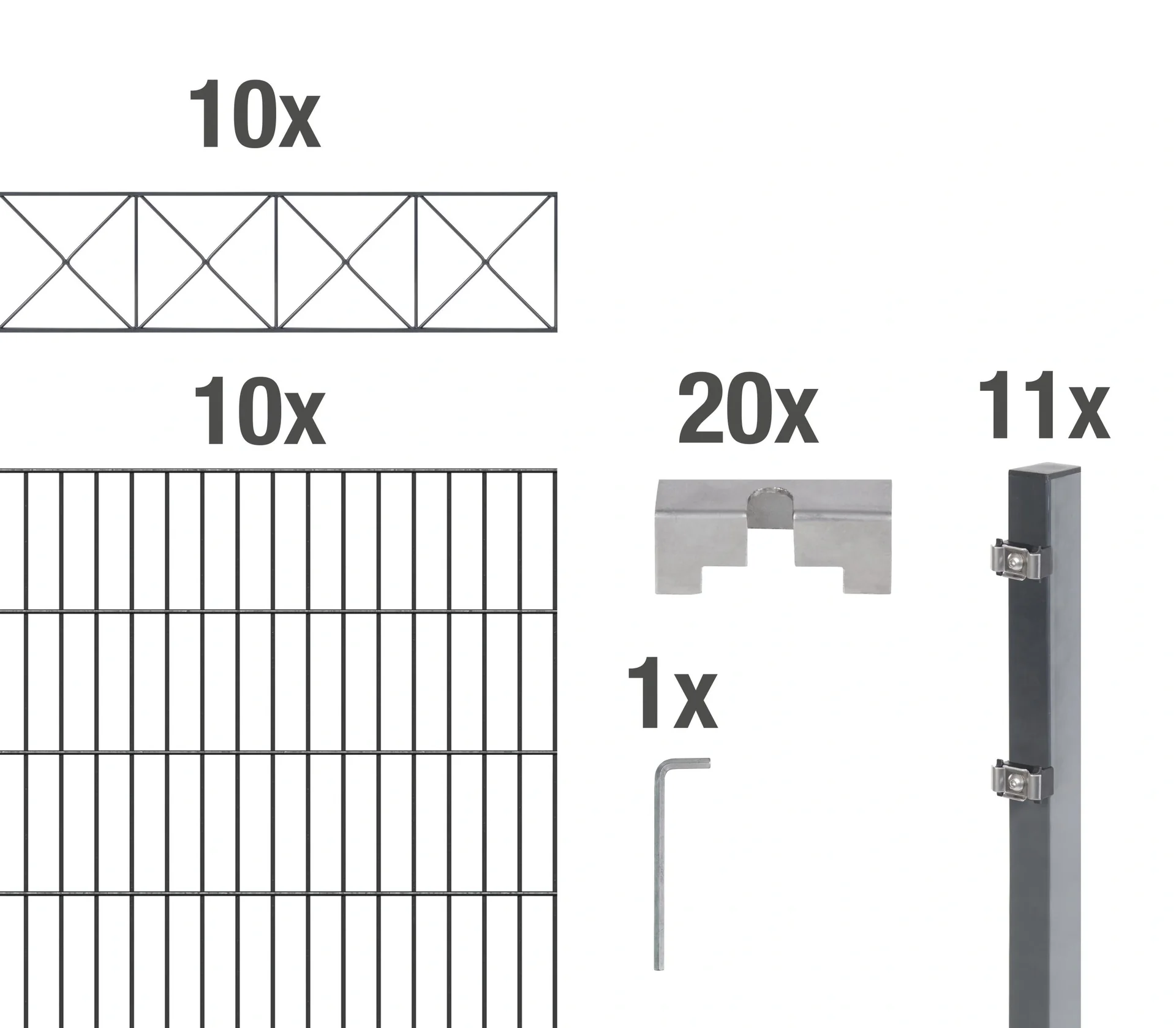 Doppelstabmattenzaun Sets anthrazit mit Dekorelement "Nexus", Länge: 20 m, Höhe: 100 cm - 1