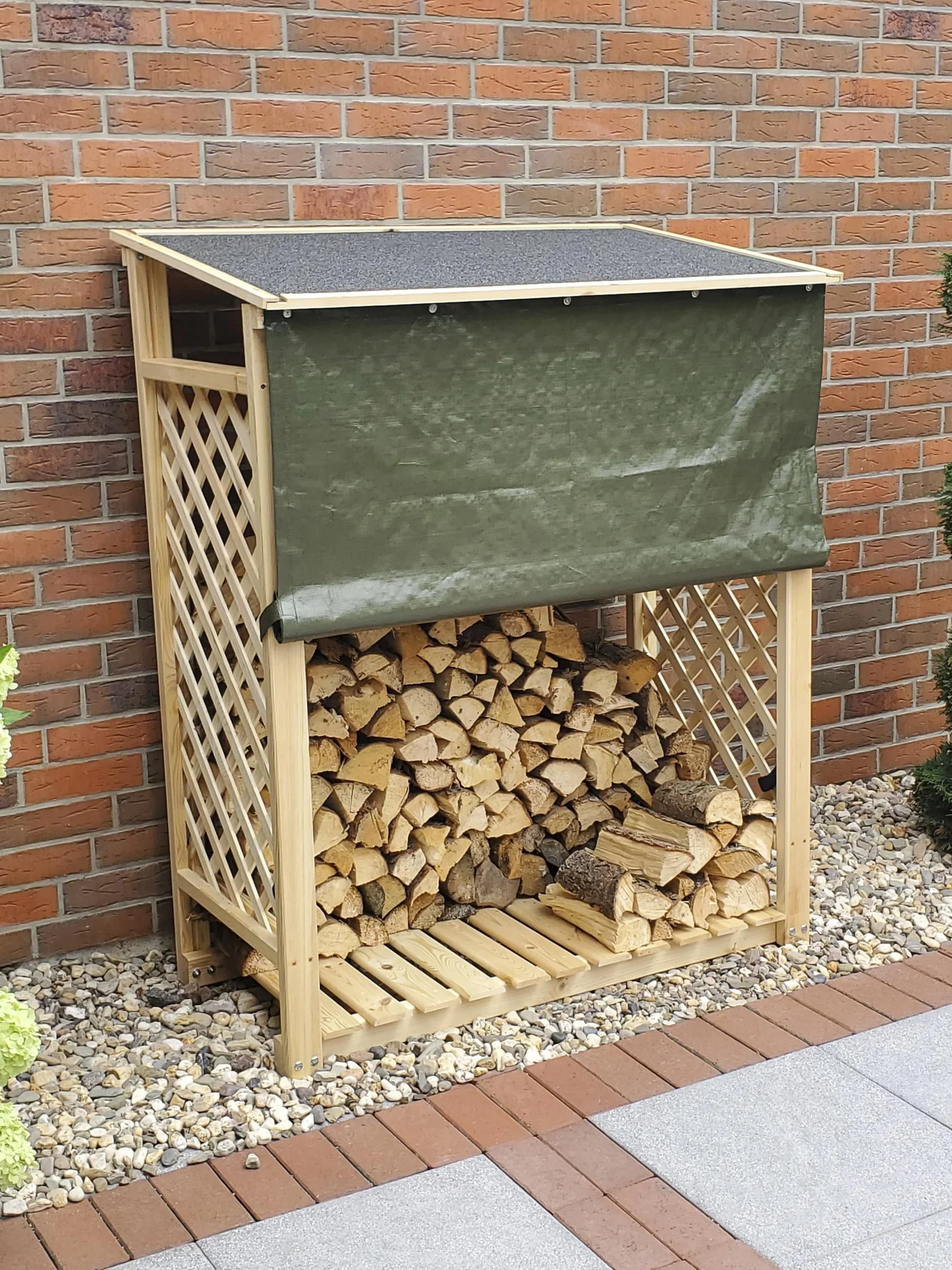 Kaminholzregal "Speyer" natur mit Wetterschutz - 5