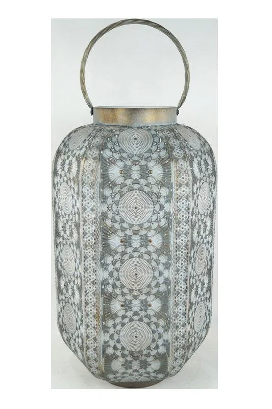 Laterne aus Metall Antik mit Glaseinsatz - 1