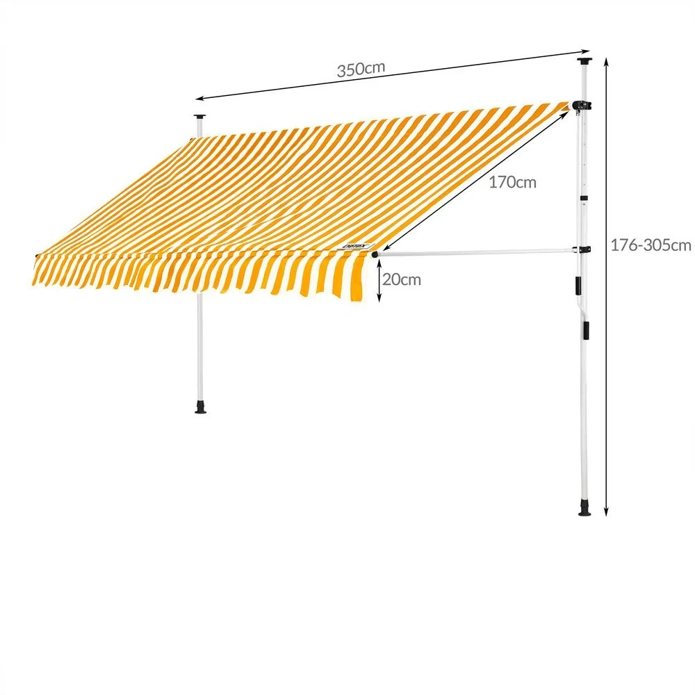 Klemmmarkise Gelb/Weiß 350cm - 12