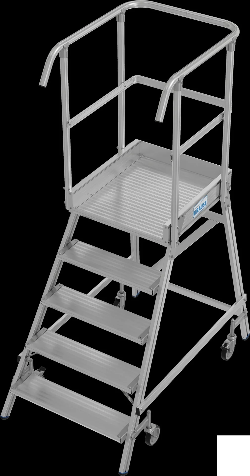 Podestleiter 5 Alu-Stufen Einseitig, fahrbar - 4