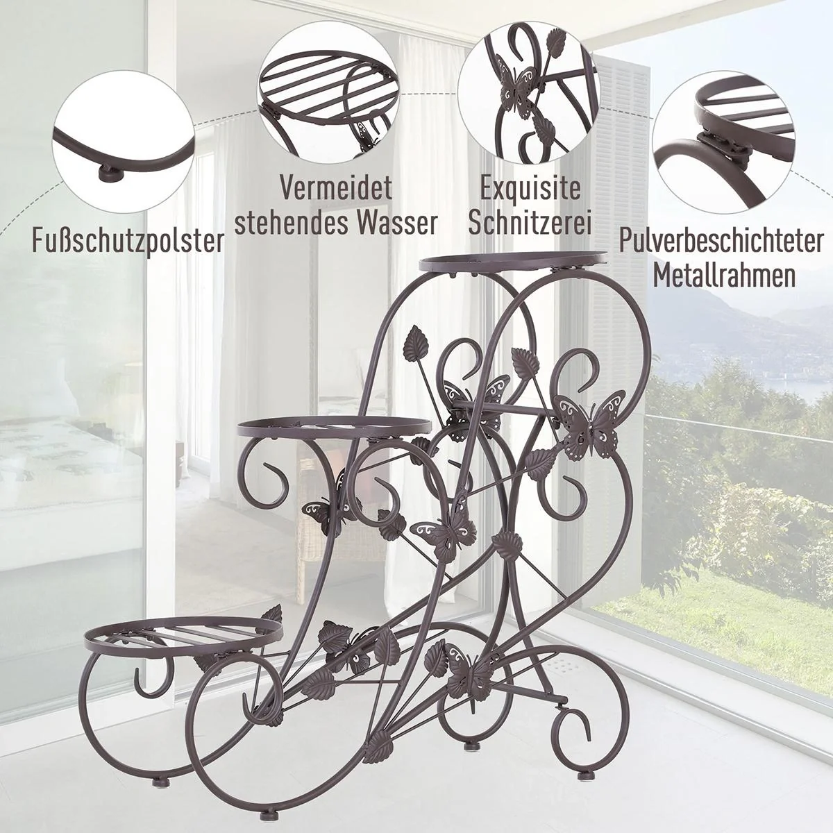 Dreistufiges Blumenständer bronze - 4