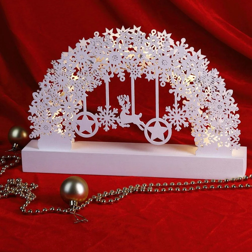 Kerze Bogen Weihnachten Schneeflocken Weiß - 4