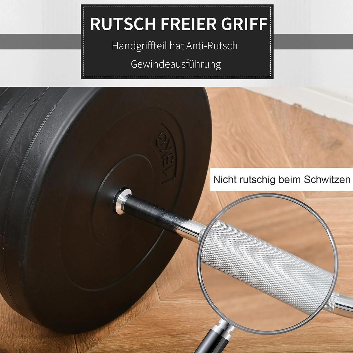 Langhantel Set Kurzhantel einstellbar mit W-förmigen Griffe für Krafttraining 70 kg Metall Schwarz - 5