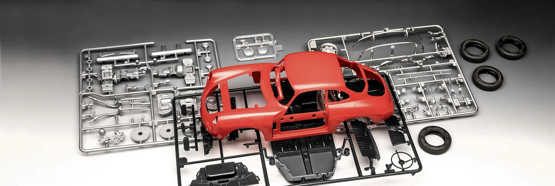 Einfacher Modellbausatz Porsche 356 B Coup" (easy-click) im Maßstab 1/16 - 127 Einzelteile - 2