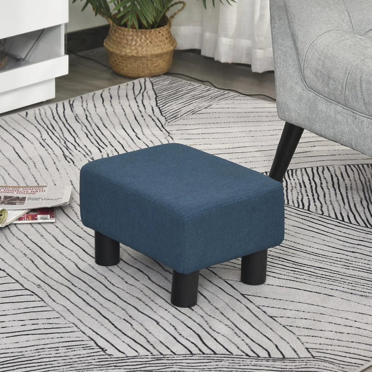 Fußhocker Polsterhocker Eingangbank für Wohnzimmer Schlafzimmer Fußauflage Leinen-Touch Stoff Schaumstoff Kunststoff Dun - 4