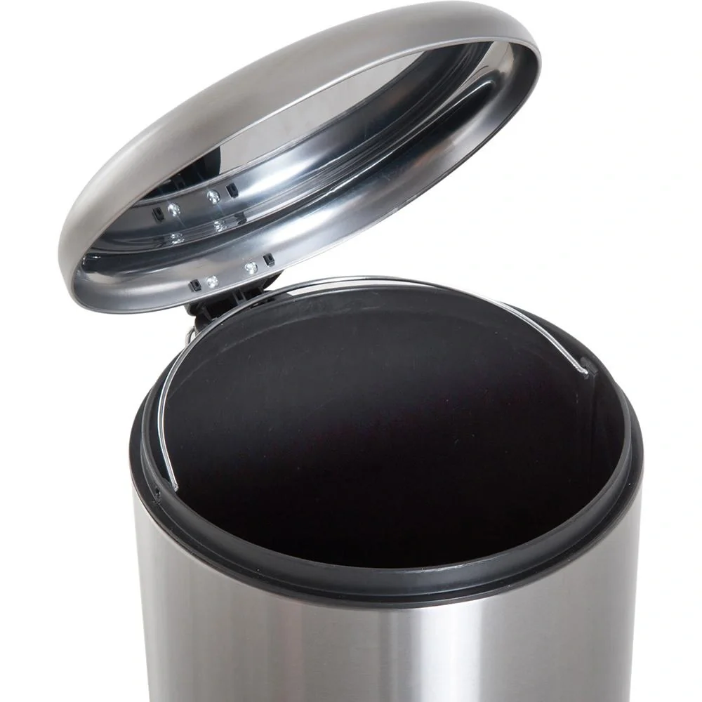 Treteimer mit Inneneimer Pedal-Mülleimer Klappdeckel Abfallsammler Edelstahl Silber 30L - 9