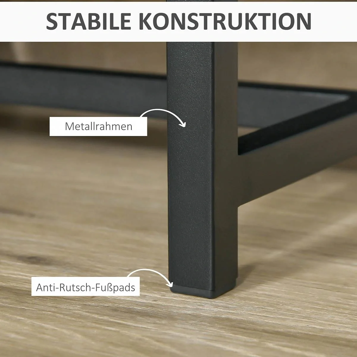 Nachttisch Nachtkommode mit 2 Schubladen Beistelltisch Nachtschrank Sofatisch Schwarz+Natur 40 x 36 x 48,5 cm - 6
