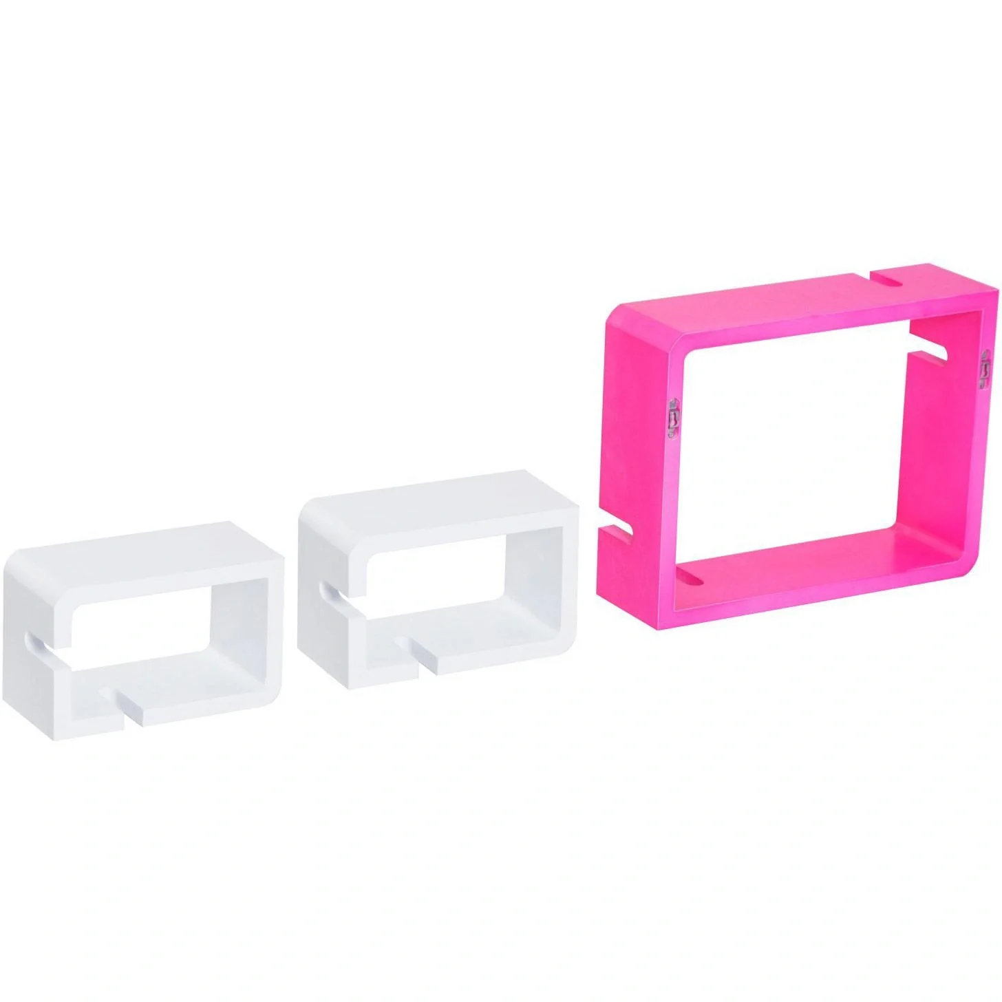 Wandregal Hängeregal mit 3 Fächern MDF Rosa+Weiß - 7