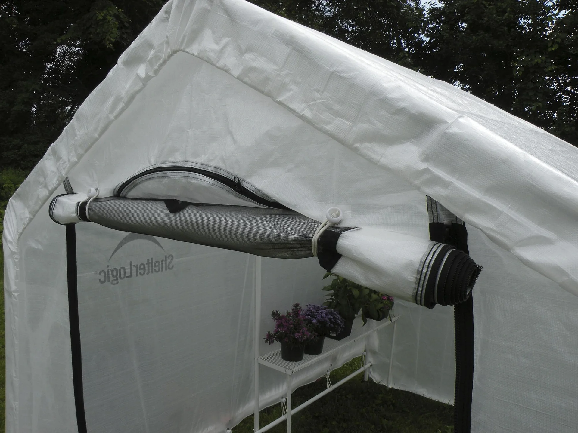 Foliengewächshaus 4,32 m² weiß inkl. Regalen, 180x240 cm - 4