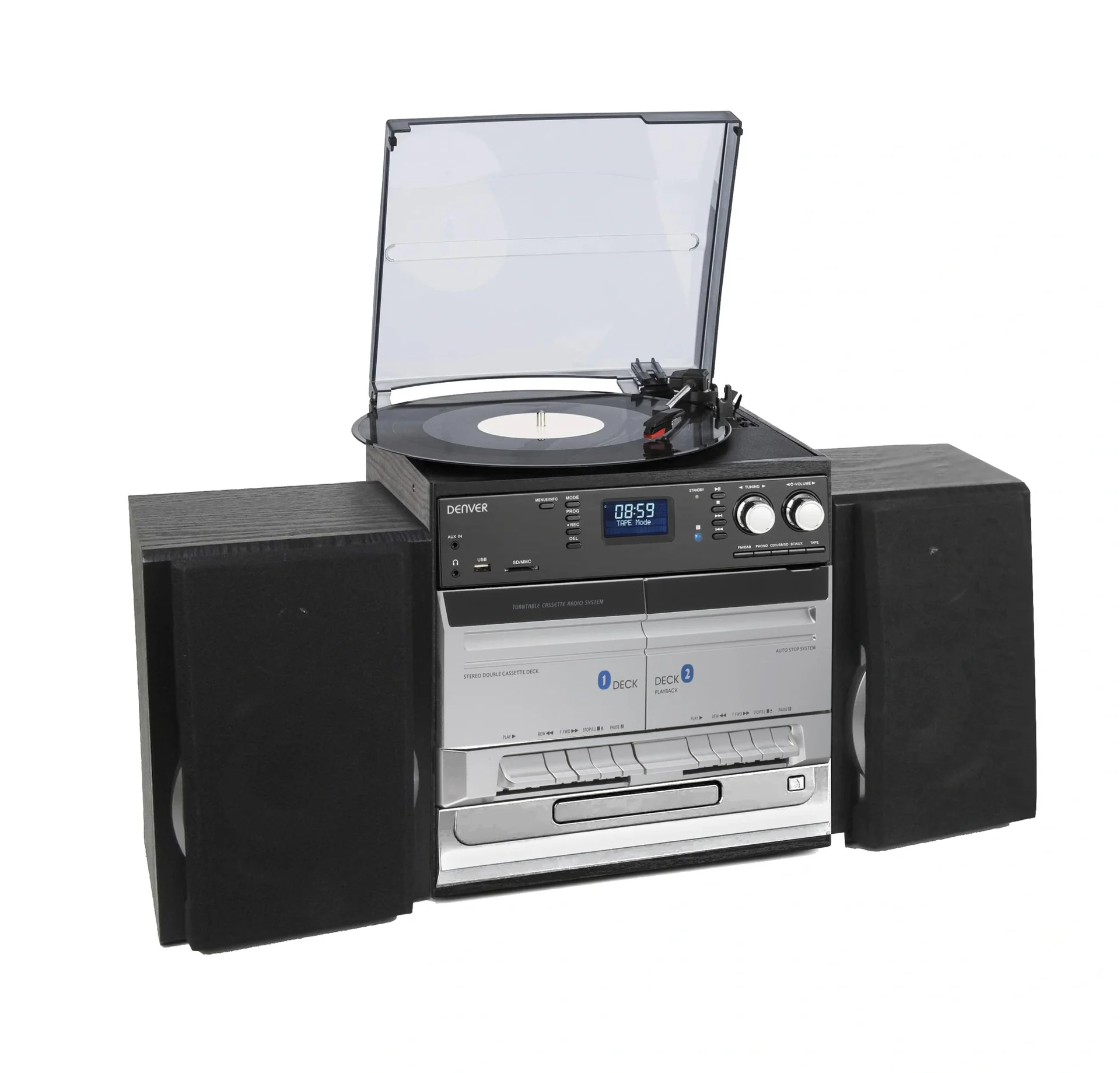 Musik-Center mit Plattenspieler, DAB+ Radio, CD und Kassette - 2