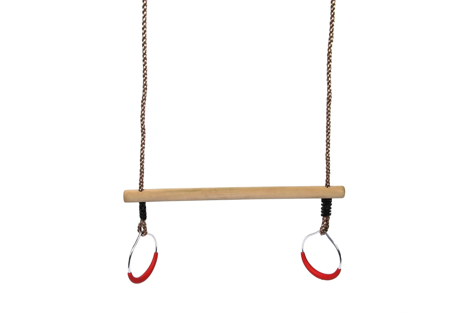 Holztrapez - Schaukel, Reckstange mit Metallringen - 1