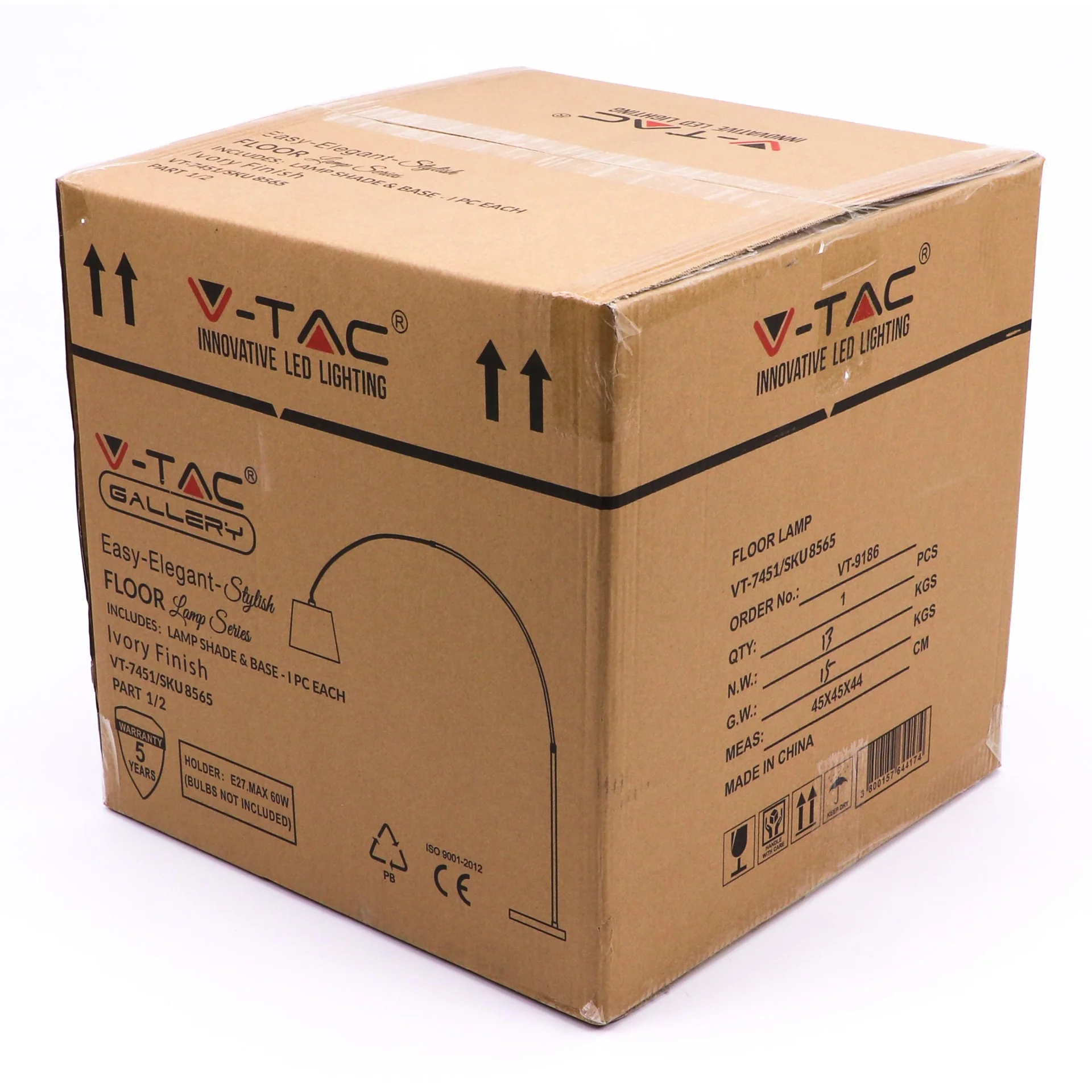 VT-7451 Bogenleuchte mit schwerem Sockel - Stehleuchte - E27 - Weiß - 2