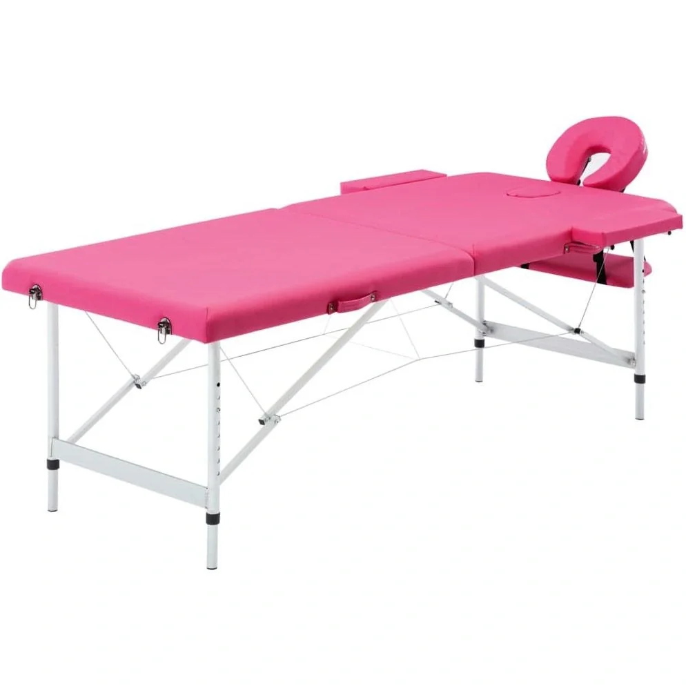 Klappbarer Massagetisch 2 Zonen Aluminium rosa - 8
