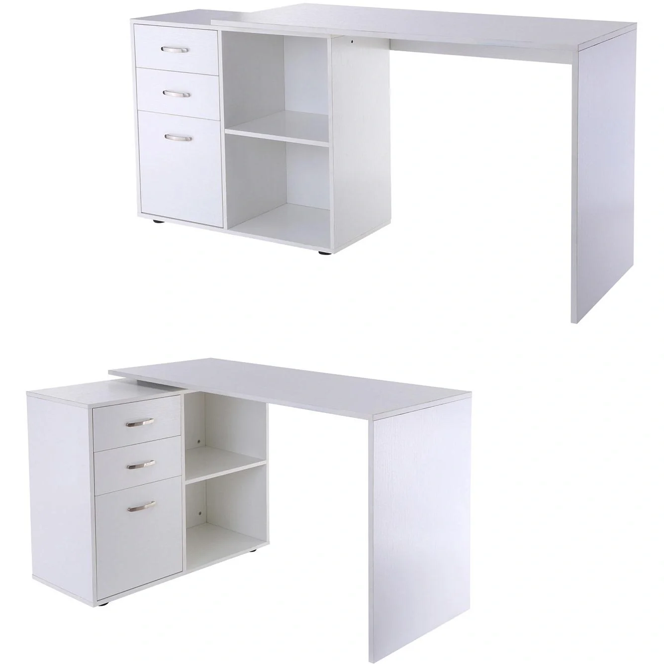Eckschreibtisch MDF, weiß - 7