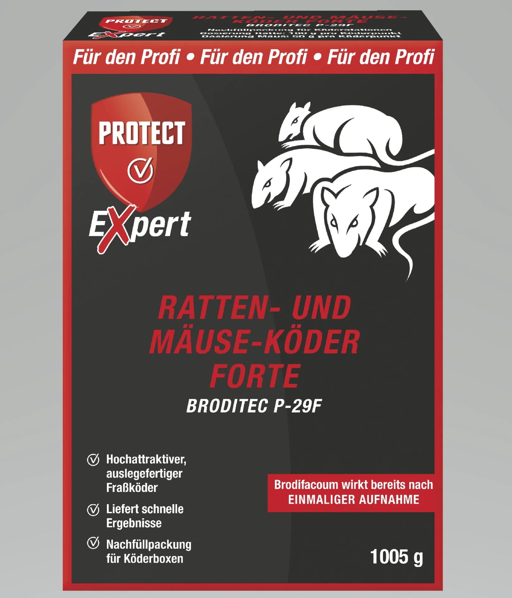 Ratten- und Mäuseköder Forte, 1005 g - 1