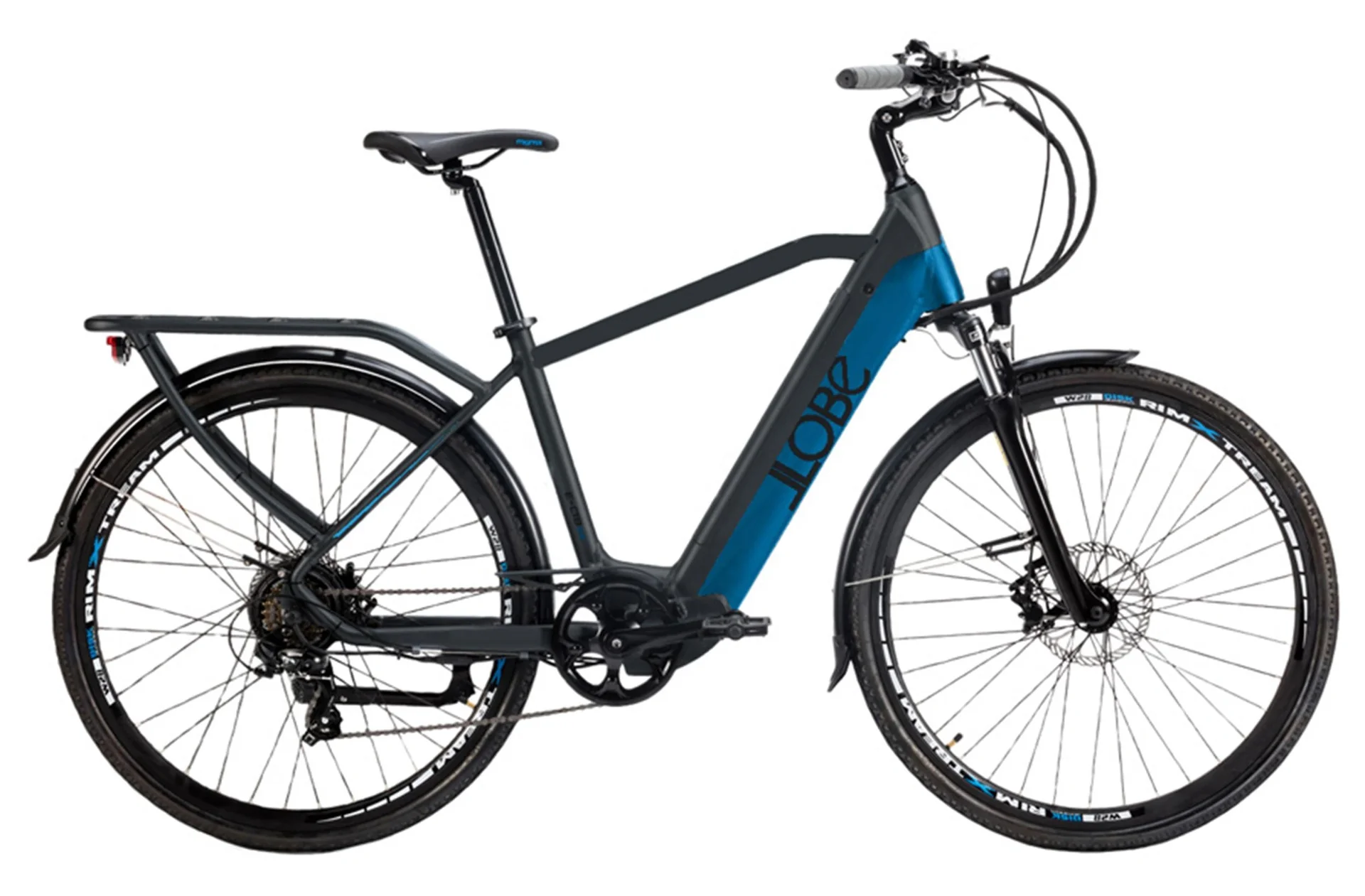 Herren E-Bike, Trekking, 28 Zoll, Rahmenhöhe 51 cm, 7- Gang Kettenschaltung, mattgrau-blau, Yukon Gent 13,2Ah - 1