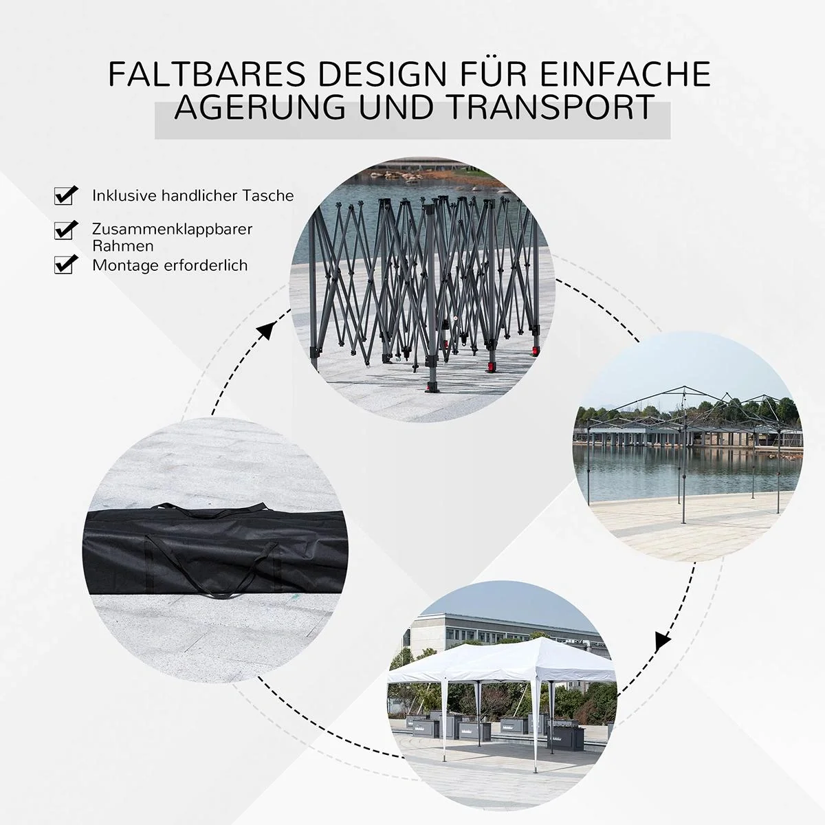 Pop-Up-Pavillon zusammenfaltbar dunkelblau - 1