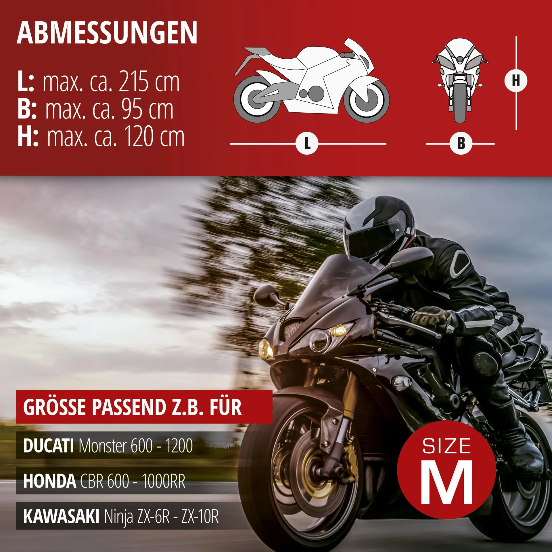 Motorradgarage Sport - Grösse M - 215 x 95 x 120 cm - PVC - 7