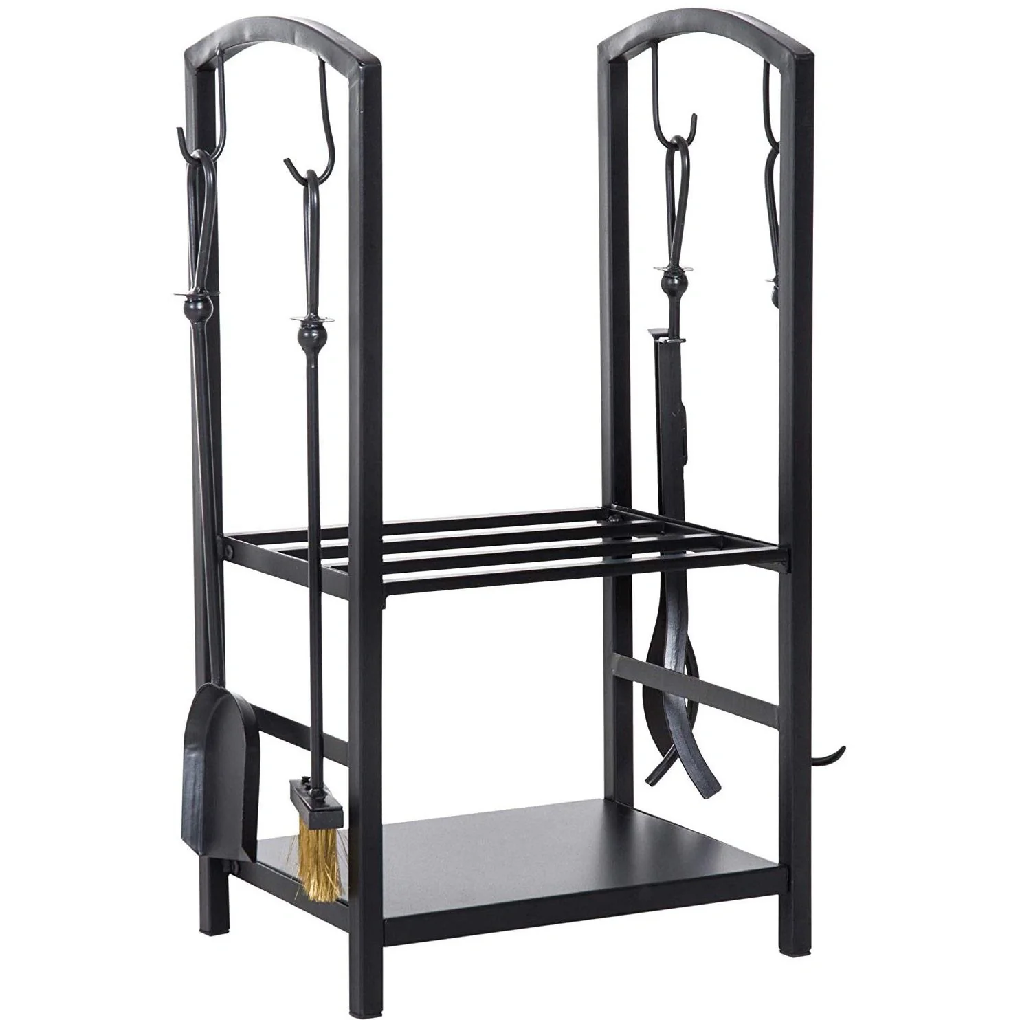 Kaminholzständer Brennholzregal mit Kaminbesteck Schwarz - 8