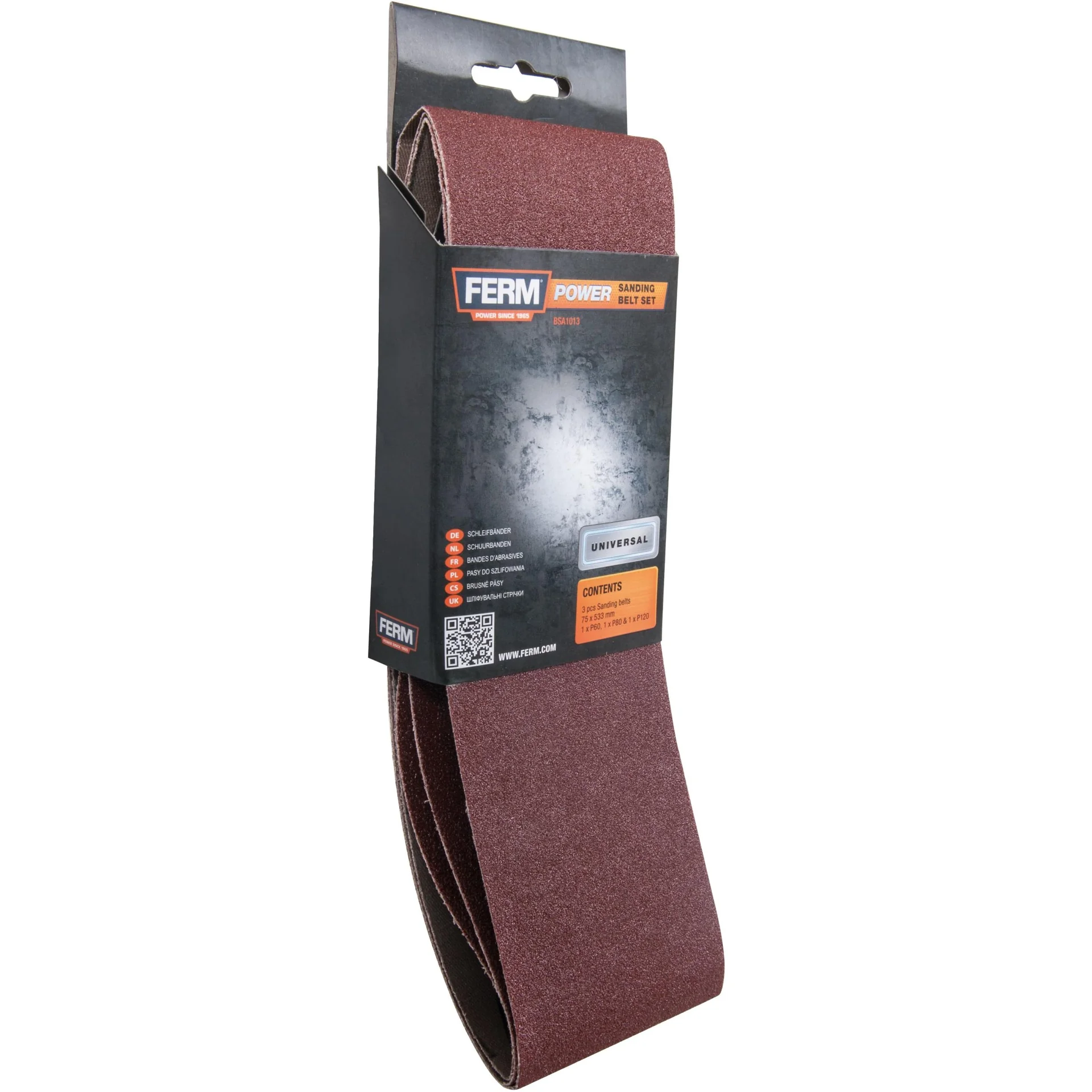 BSA1013 Schleifbänder, 75x533mm (P60, P100, P120), 3-Tlg. - 3