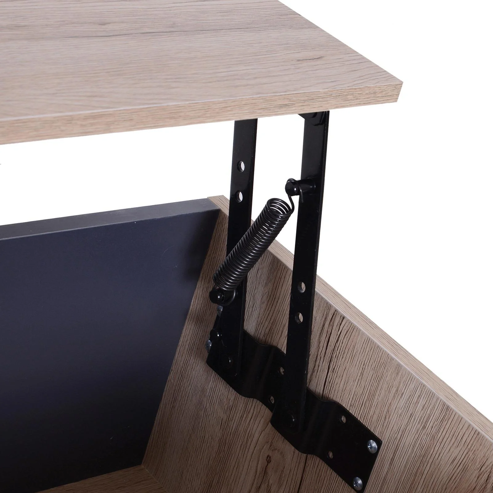 Beistelltisch Couchtisch Tischplatte höhenverstellbar ausklappbar mit Regal Staufach Holz 100 x 58 x (39,3 52,7) cm - 8