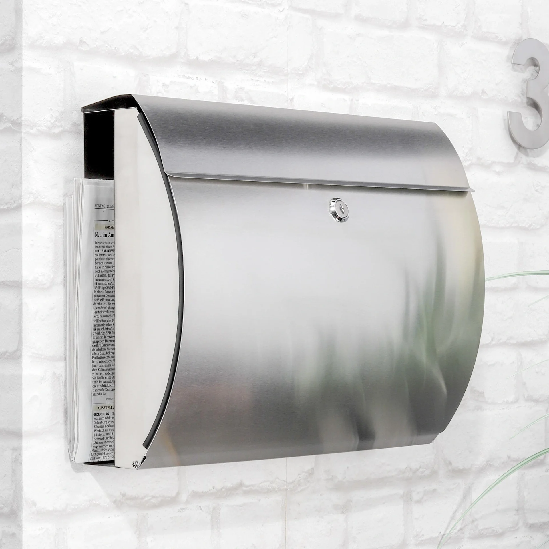 Briefkasten aus Edelstahl mit Zeitungsfach - 7