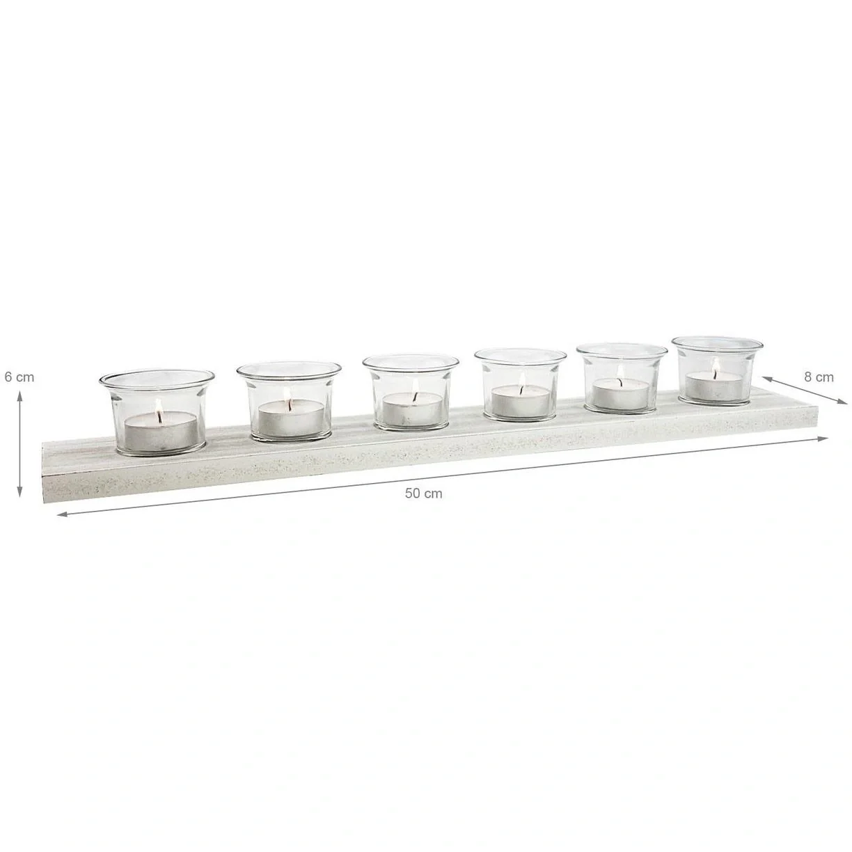 Teelichthalter 6 Gläser - 50x8x6 cm - 3
