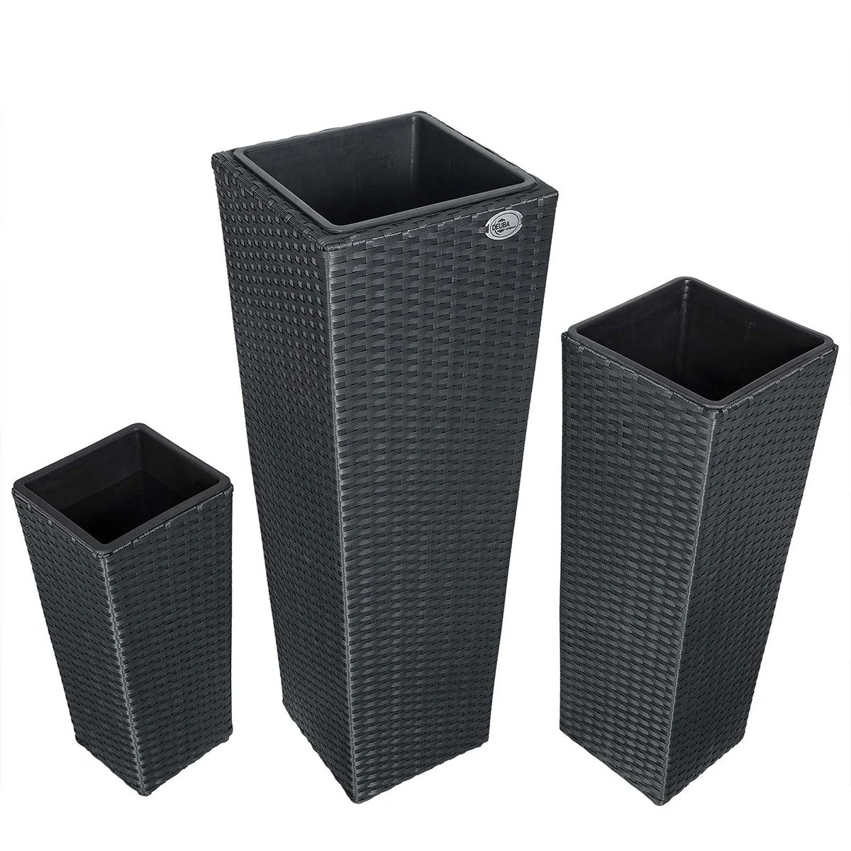 Blumentöpfe Polyrotan 3er-Set schwarz - 3