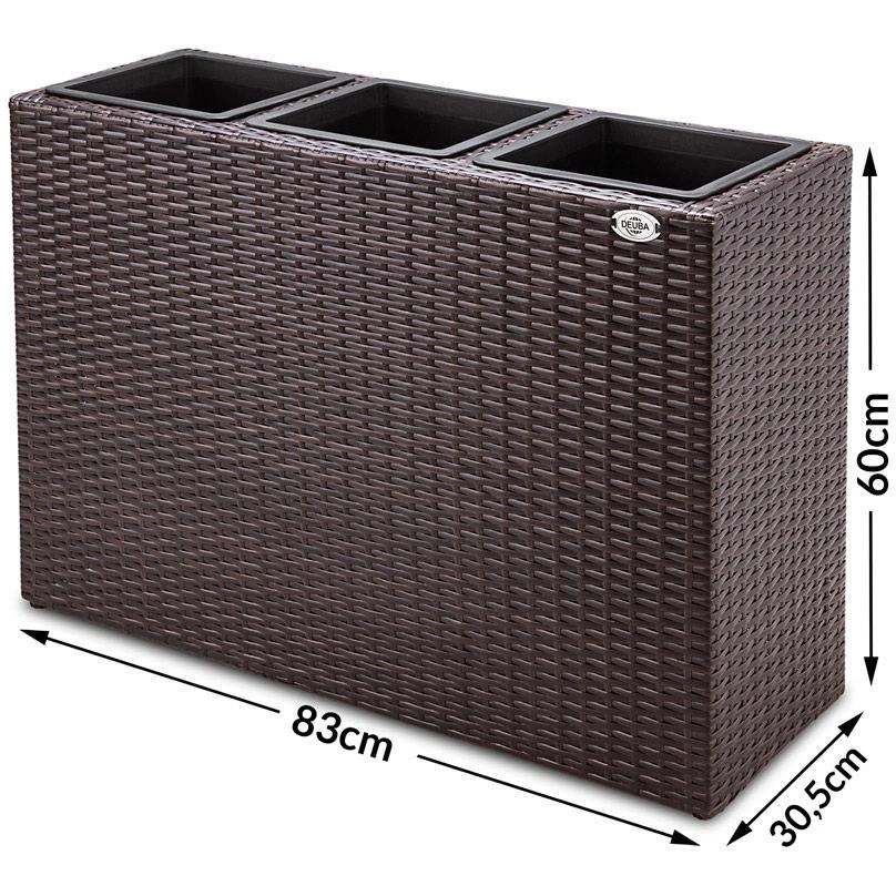 Polyrattan Blumentopf braun 83x30,5x60cm - 6