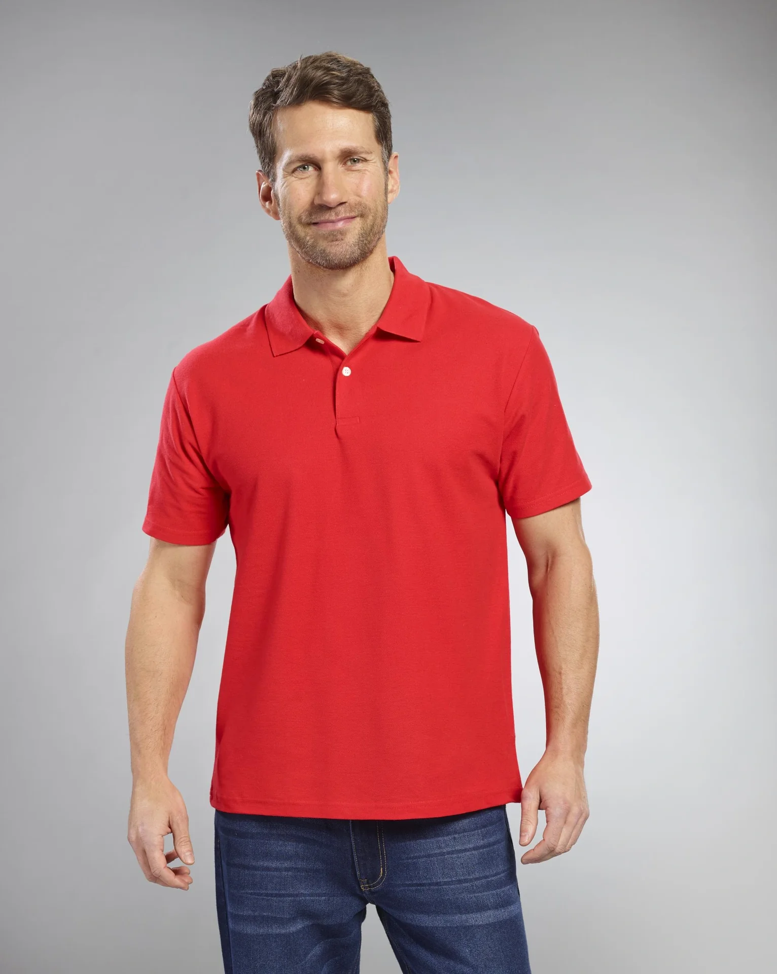 Poloshirt mit Piquestruktur, Farbe rot, Gr.L - 5